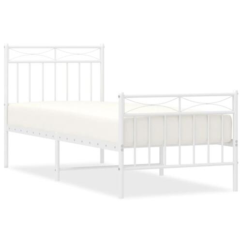 Sengeramme med sengegavl og fodgærde 80x200 cm metal hvid