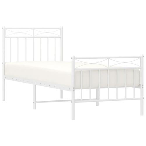 Sengeramme med sengegavl og fodgærde 80x200 cm metal hvid
