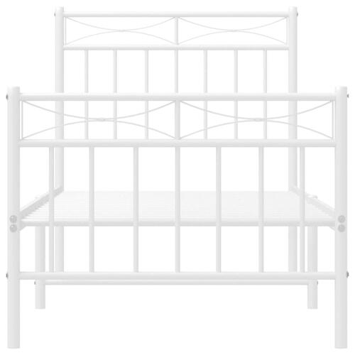 Sengeramme med sengegavl og fodgærde 80x200 cm metal hvid