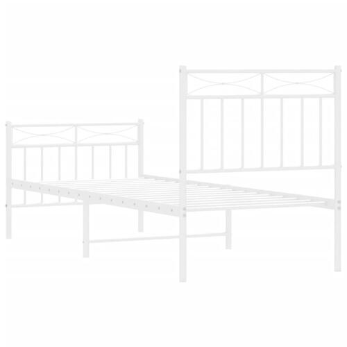 Sengeramme med sengegavl og fodgærde 80x200 cm metal hvid