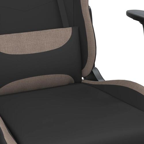 Gamingstol med fodstøtte stof sort og gråbrun