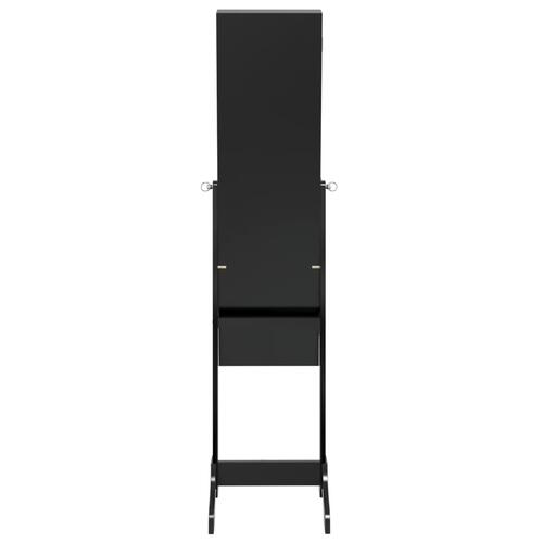 Fritstående spejl med LED 34x37x146 cm sort