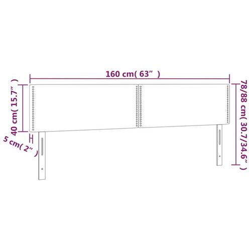 Sengegavl med LED-lys 160x5x78/88 cm stof lysegrå