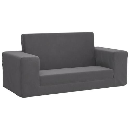 2-personers sofaseng til børn blødt plys antracitgrå