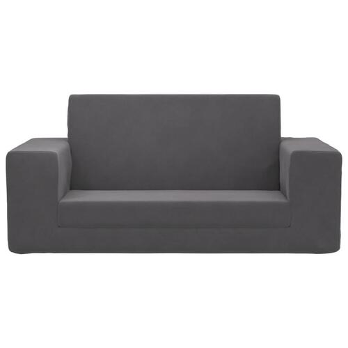 2-personers sofaseng til børn blødt plys antracitgrå