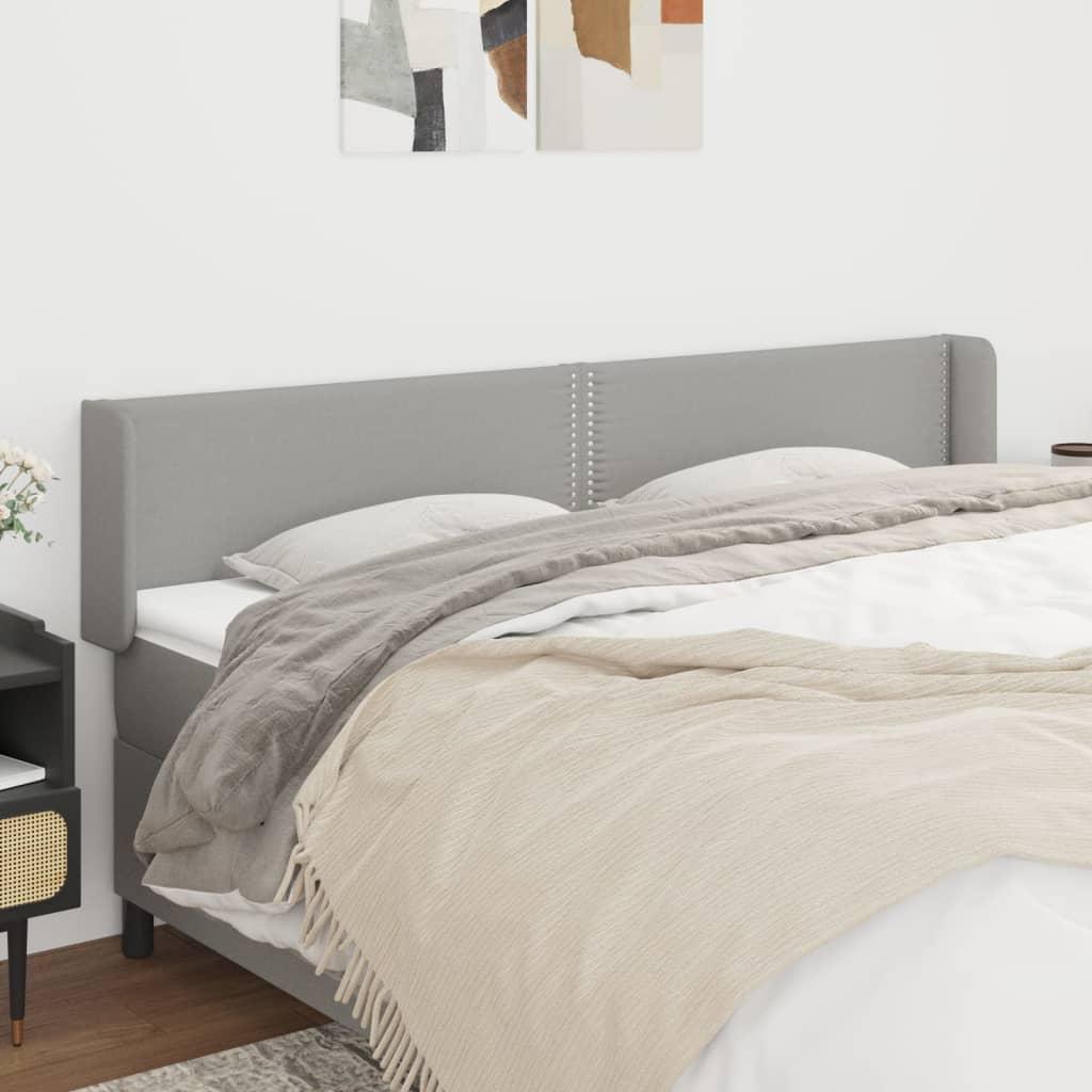 Sengegavl med kanter 203×16×78/88 cm - stof, lysegrå
