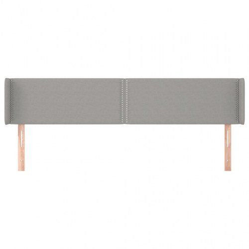 Sengegavl med kanter - lysegrå, 203 x 16 x 78/88 cm