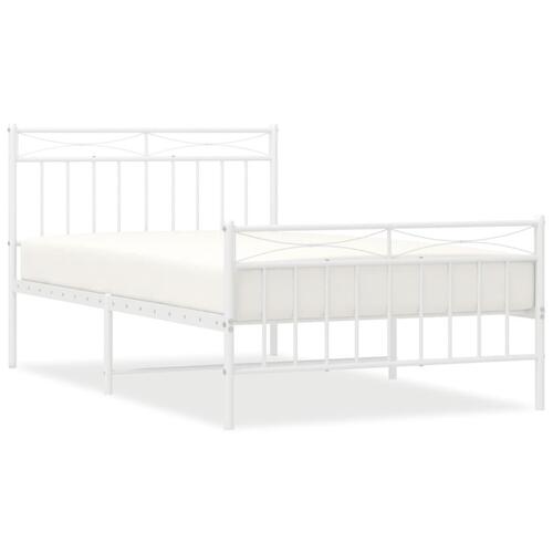 Sengeramme med sengegavl og fodgærde 107x203 cm metal hvid