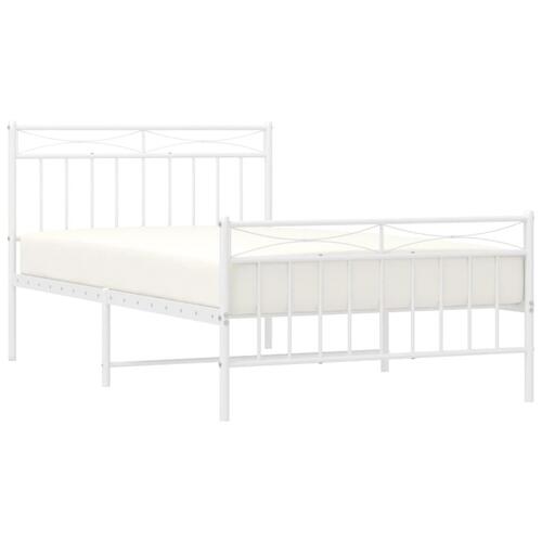 Sengeramme med sengegavl og fodgærde 107x203 cm metal hvid