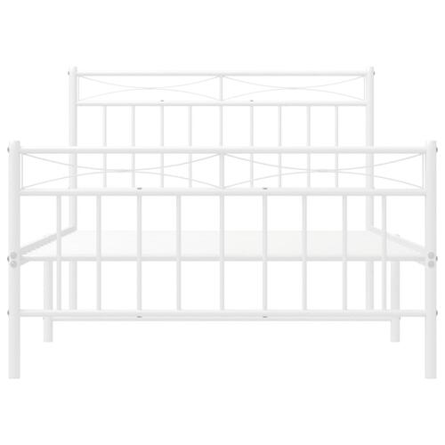 Sengeramme med sengegavl og fodgærde 107x203 cm metal hvid