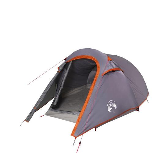3-personers campingtelt vandafvisende grå og orange