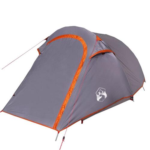 3-personers campingtelt vandafvisende grå og orange