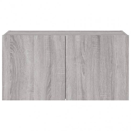 Væghængt tv-bord med LED-lys 80 x 35 x 41 cm - grå sonoma-eg