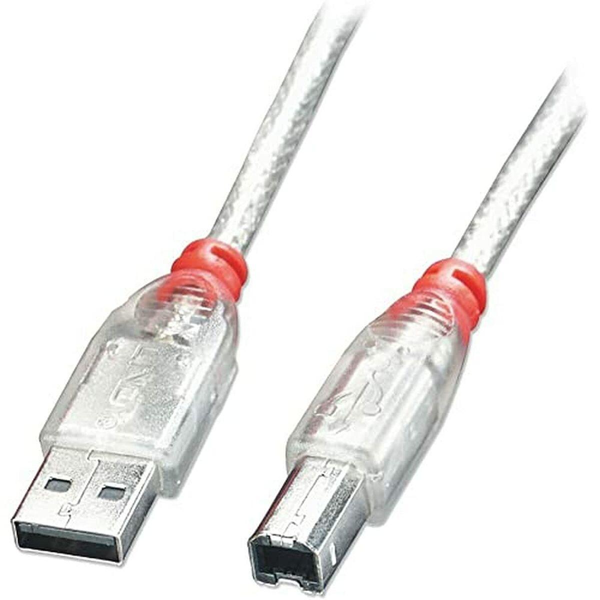 USB A til USB B-kabel LINDY 41753 Hvid Gennemsigtig