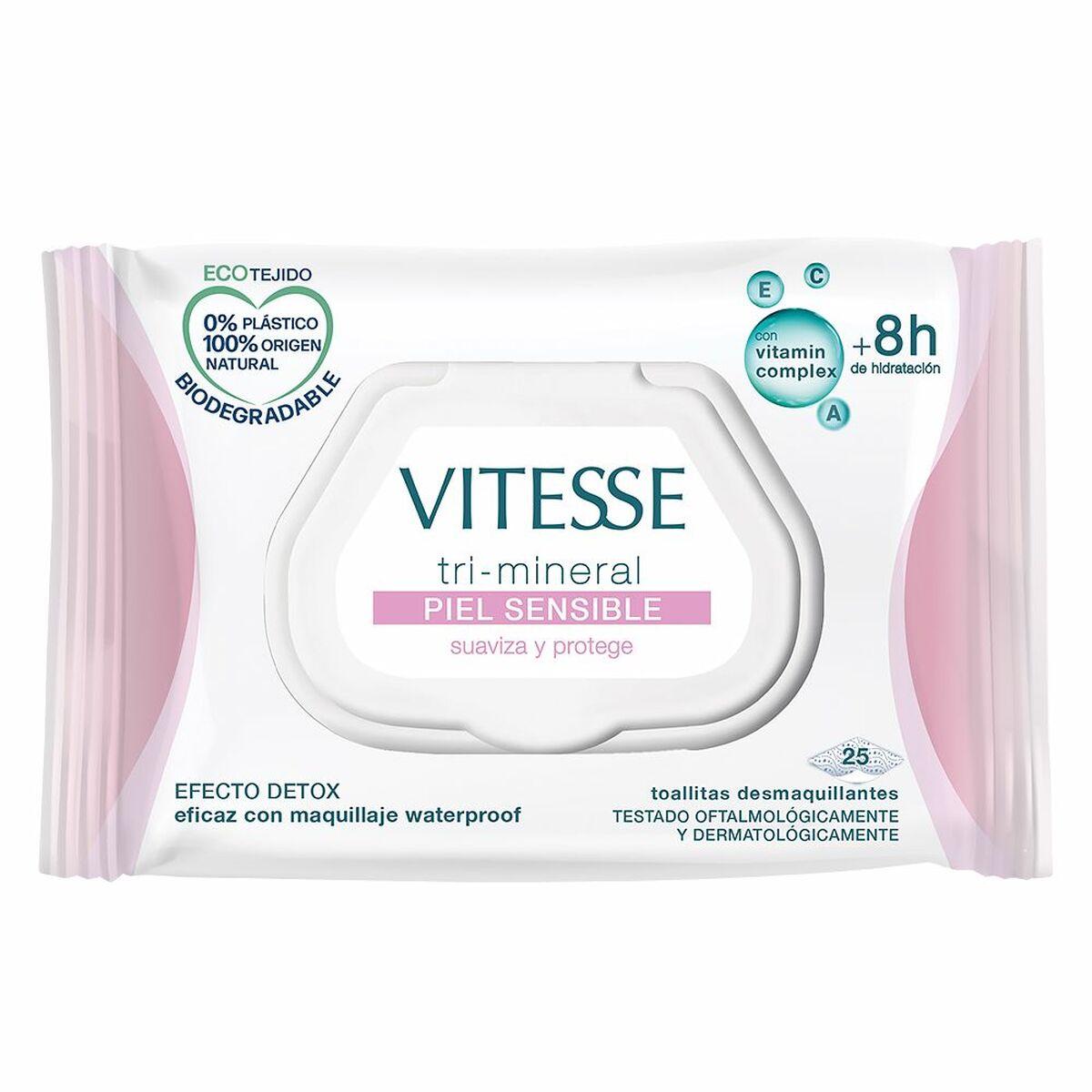 Makeup renseservietter Vitesse Mineral Piel Sensible Følsom hud (25 enheder)