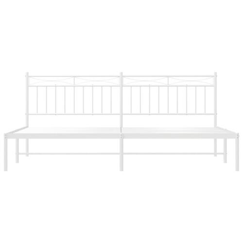 Sengeramme med sengegavl 200x200 cm metal hvid