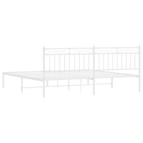 Sengeramme med sengegavl 200x200 cm metal hvid