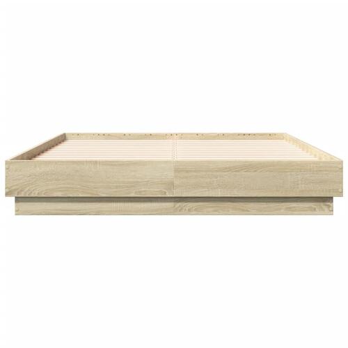 Sengestel 135x190 cm konstrueret træ sonoma-eg