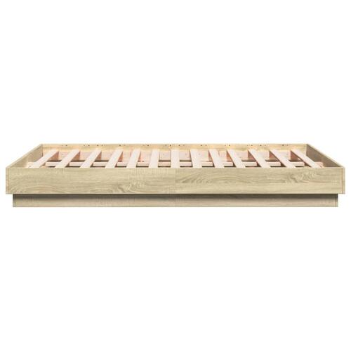 Sengestel 135x190 cm konstrueret træ sonoma-eg