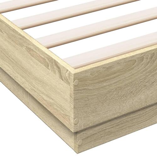 Sengestel 135x190 cm konstrueret træ sonoma-eg
