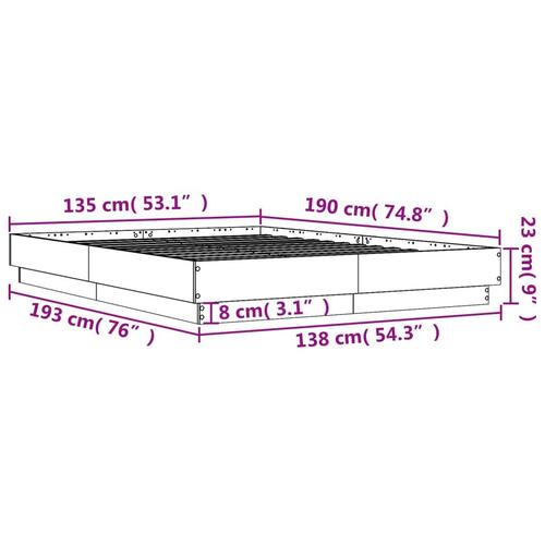 Sengestel 135x190 cm konstrueret træ sonoma-eg
