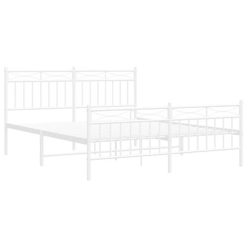 Sengeramme med sengegavl og fodgærde 160x200 cm metal hvid