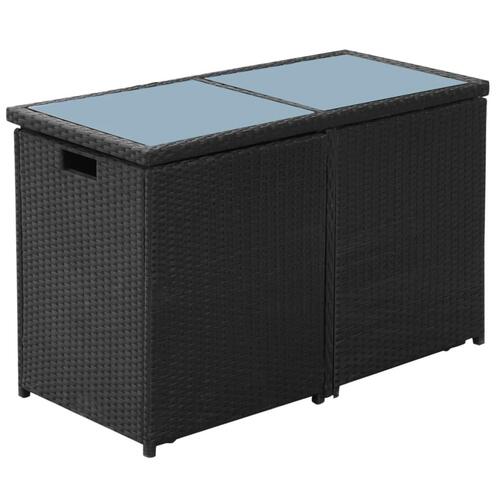 Bistrosæt 3 dele med hynder polyrattan sort