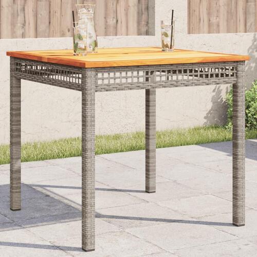 Havebord 80x80x74 cm polyrattan og akacietræ grå