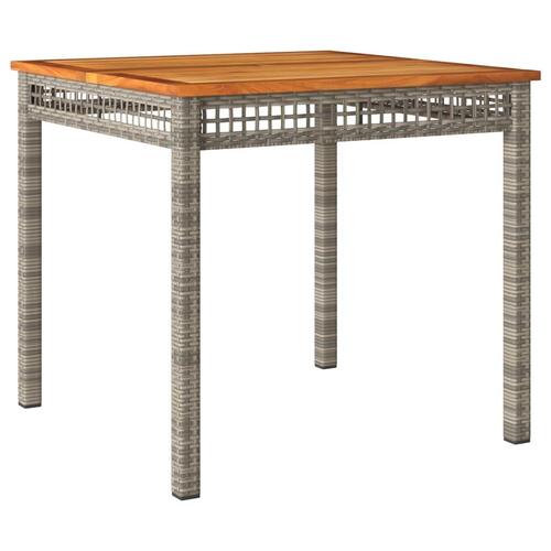 Havebord 80x80x74 cm polyrattan og akacietræ grå