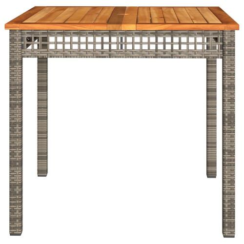 Havebord 80x80x74 cm polyrattan og akacietræ grå