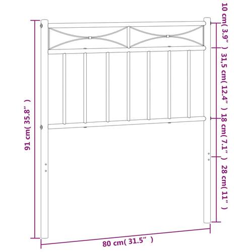 Sengegavl 75 cm metal hvid