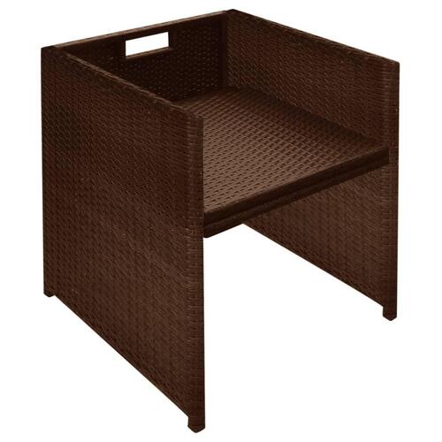 Bistrosæt 3 dele med hynder polyrattan brun