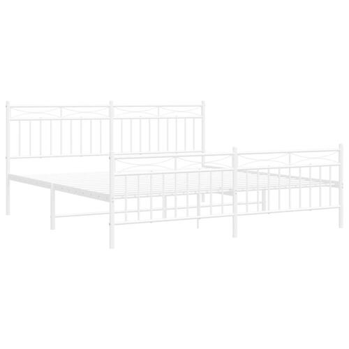 Sengeramme med sengegavl og fodgærde 183x213 cm metal hvid