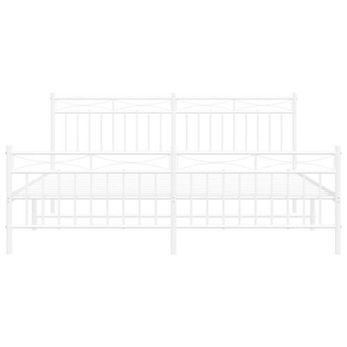 Sengeramme med sengegavl og fodgærde 183x213 cm metal hvid