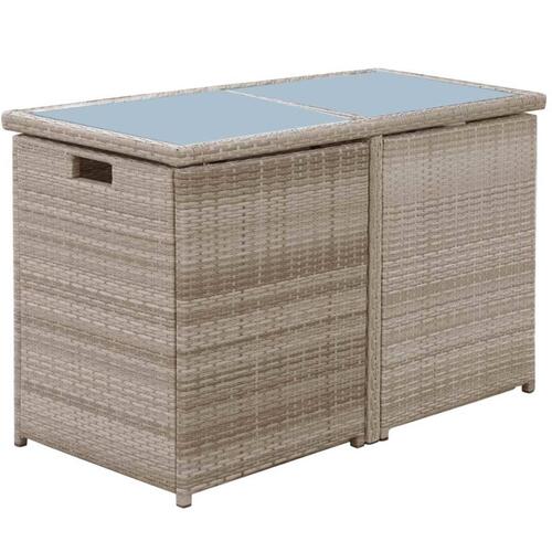 Bistrosæt 3 dele med hynder polyrattan beige