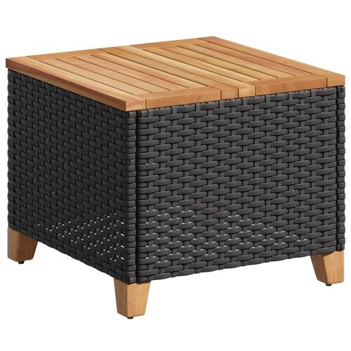 Havebord 45x45x37 cm polyrattan og akacietræ sort