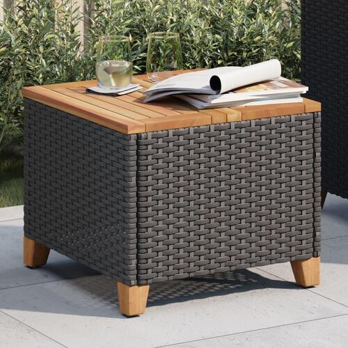 Havebord 45x45x37 cm polyrattan og akacietræ sort