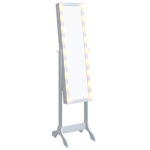 Fritstående spejl med LED 34x37x146 cm hvid
