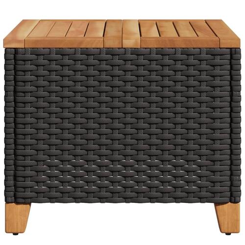 Havebord 45x45x37 cm polyrattan og akacietræ sort