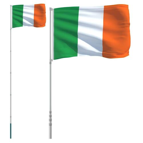 Irland flag og flagstang 5,55 m aluminium