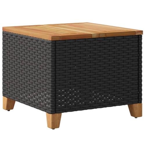 Havebord 45x45x37 cm polyrattan og akacietræ sort