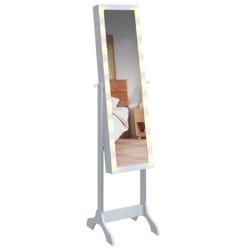 Fritstående spejl med LED 34x37x146 cm hvid