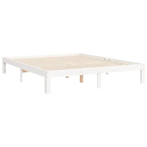 Sengeramme med sengegavl kingsize massivt træ hvid