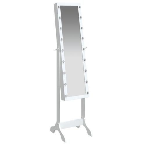Fritstående spejl med LED 34x37x146 cm hvid