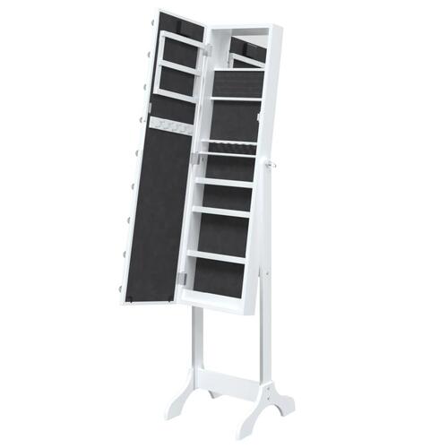 Fritstående spejl med LED 34x37x146 cm hvid