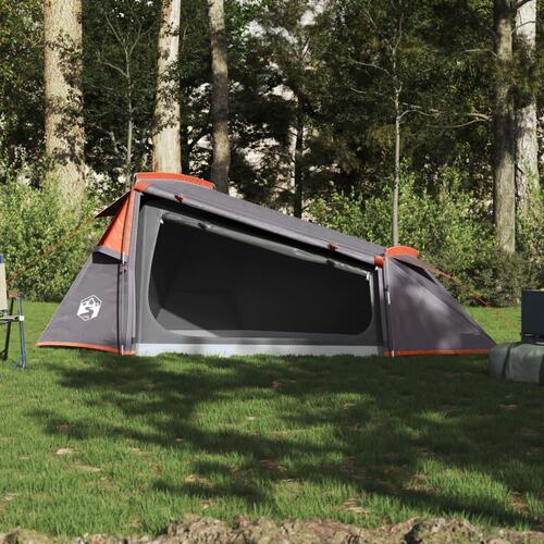 2-personers campingtelt vandafvisende grå og orange