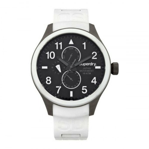 Superdry herreur SYG110W - sort skive, hvid rem (Ø 44 mm)