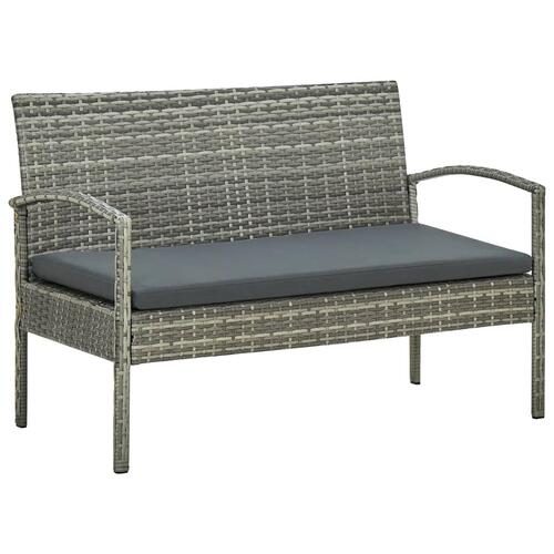 Loungesæt til haven 4 dele med hynder polyrattan grå