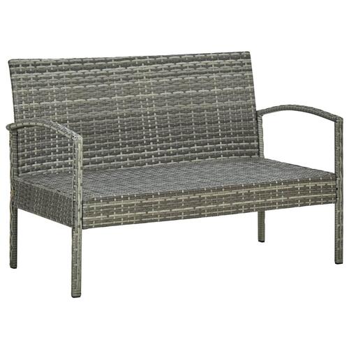 Loungesæt til haven 4 dele med hynder polyrattan grå