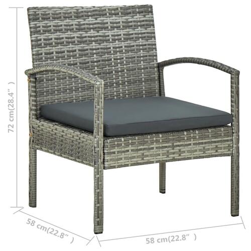Loungesæt til haven 4 dele med hynder polyrattan grå